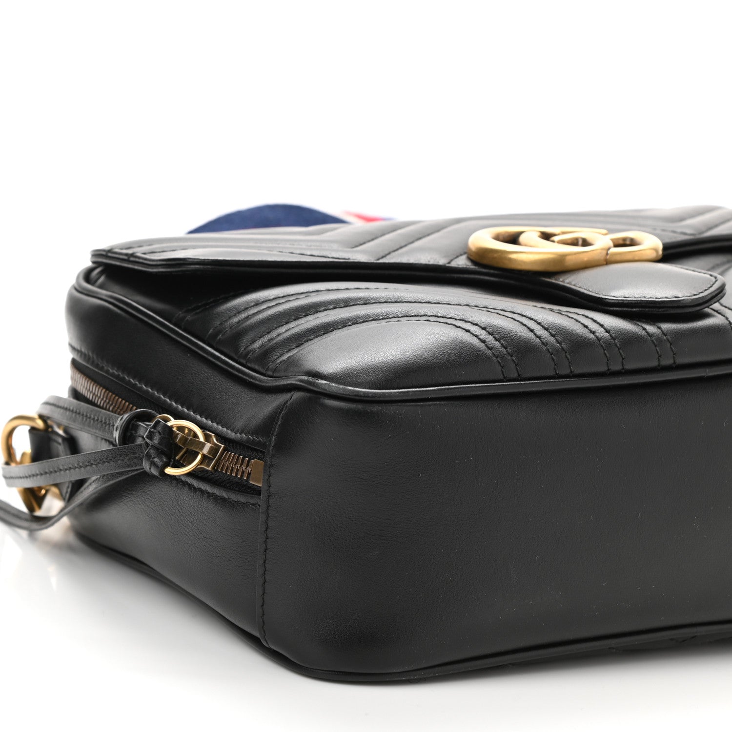 Gucci Calfskin Matelasse Sylvie Web Small GG Marmont Top Handle Shoulder Bag Black 9 of 11