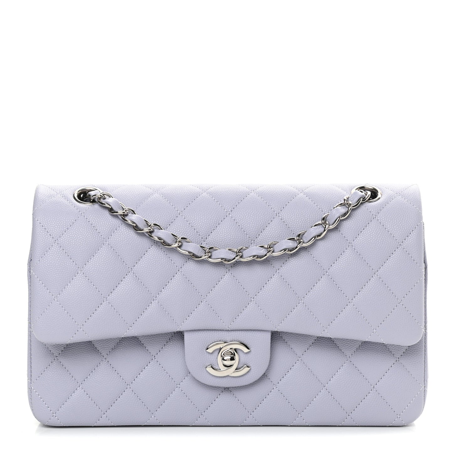 Caviar Quilted Medium Double Flap Light Purple
