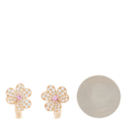 Van Cleef & Arpels 18K Rose Gold Diamond Pink Sapphire Small Frivole Earrings 2 of 5