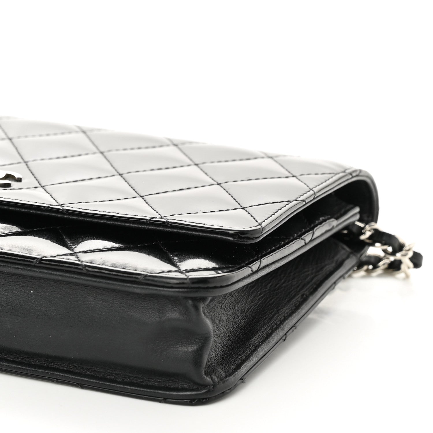 Chanel Patent Quilted Wallet On Chain WOC Black 11 of 11