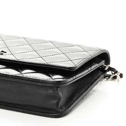 Chanel Patent Quilted Wallet On Chain WOC Black 11 of 11