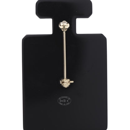 Chanel Resin Pearl Perfume Bottle CC Brooch Black Gold 4 of 5