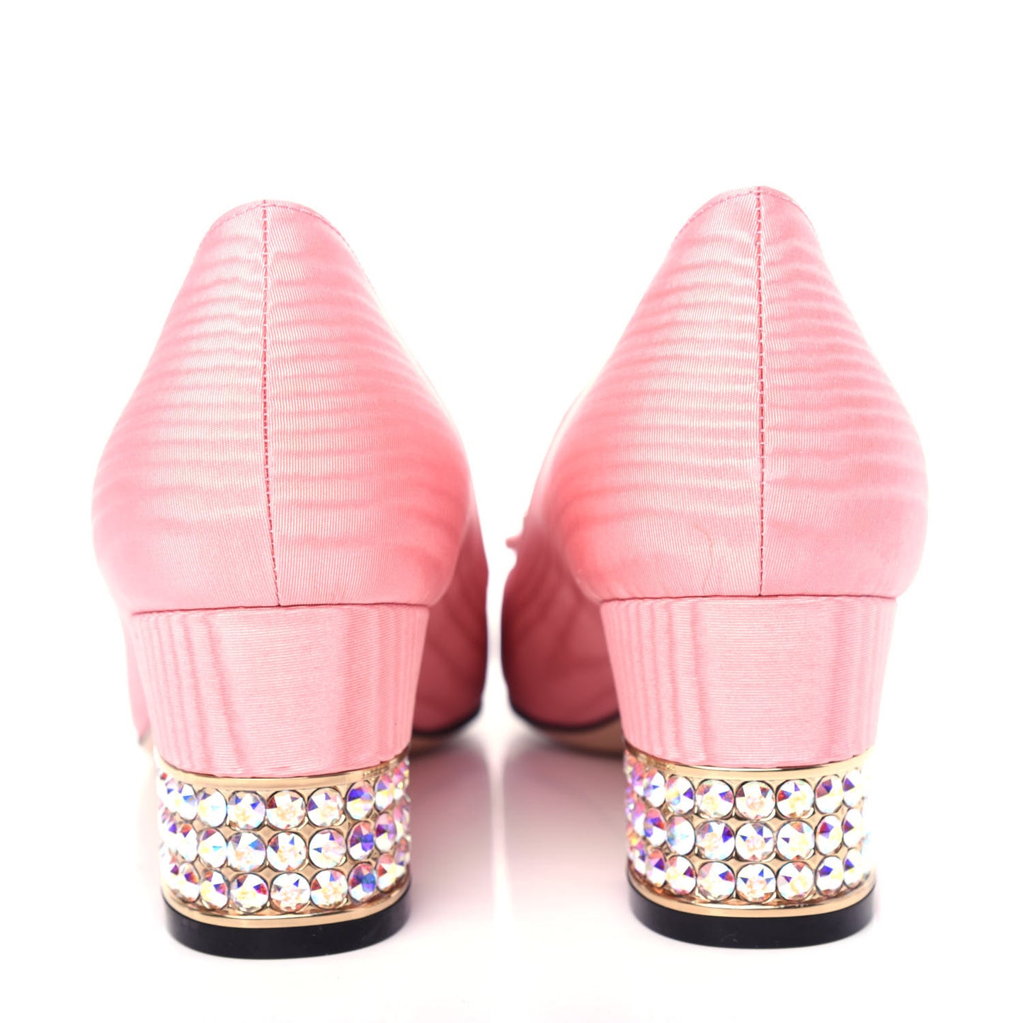 Moire Fabric Crystal Square G Madelyn Mid-Heel Pumps 39 Light Peony