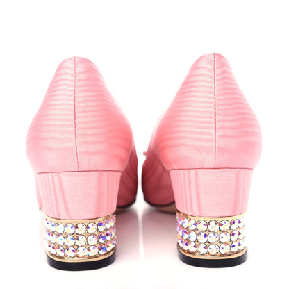 Gucci Moire Fabric Crystal Square G Madelyn Mid-Heel Pumps 39 Light Peony 7 of 12