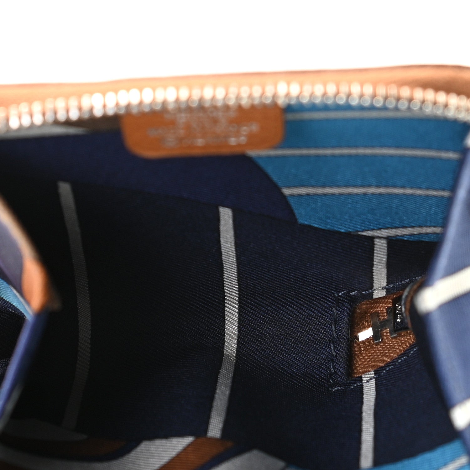 Hermes Epsom Silk'In Coin Purse Gold Bleu Navy Beige 6 of 9