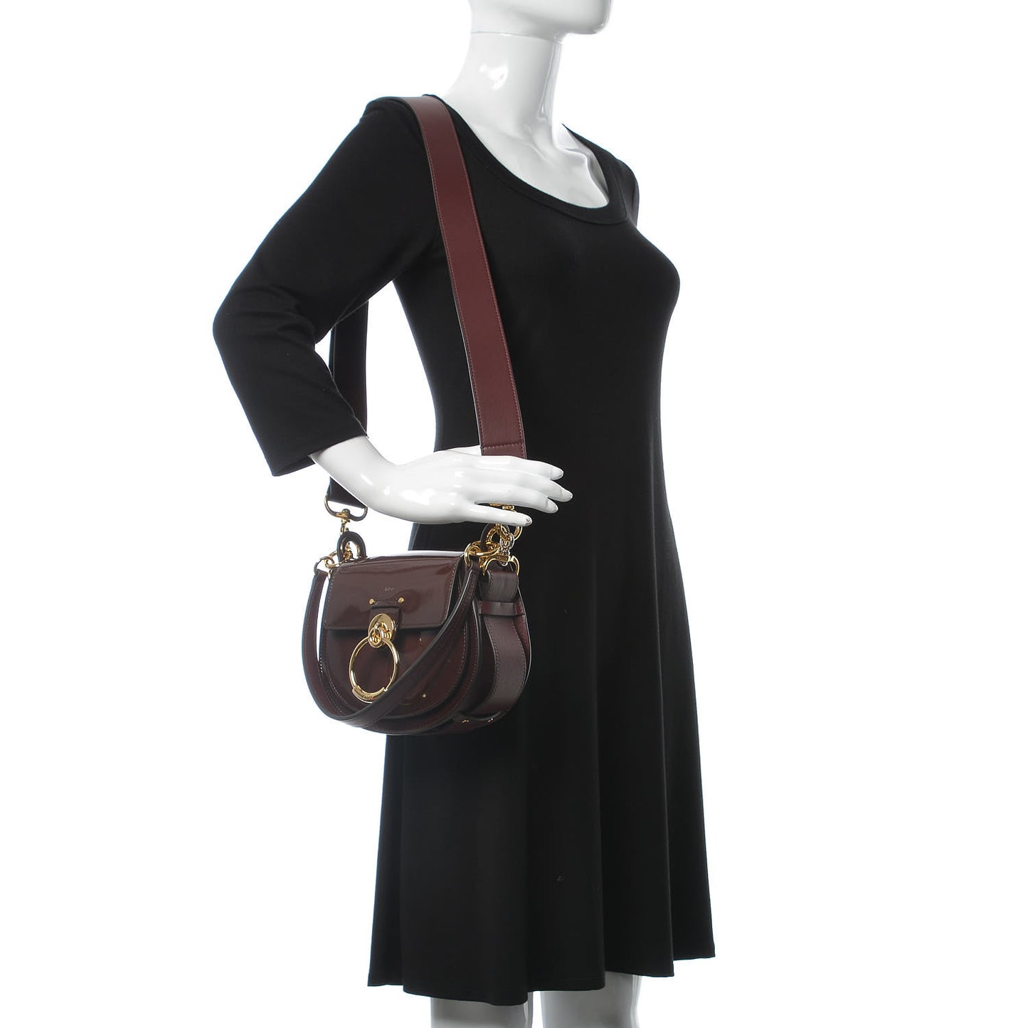 Spazzolato Sfumato Lambskin Calfskin Small Tess Bag Burnt Brown