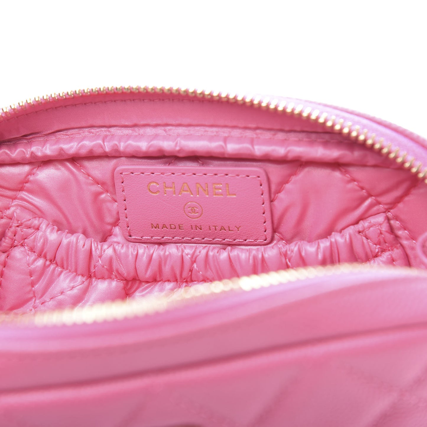 Caviar Quilted Small Curvy Pouch Cosmetic Case Pink