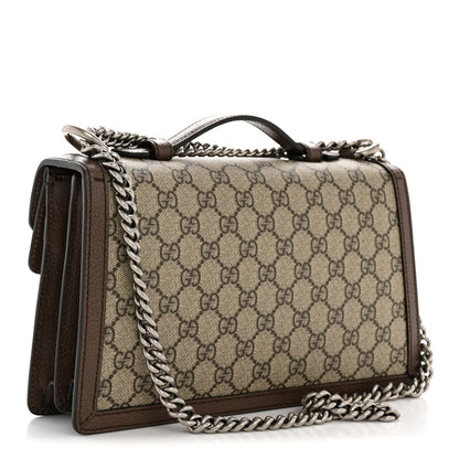 Gucci GG Supreme Monogram Textured Dollar Calfskin Top Handle Dionysus Shoulder Bag Beige Ebony New Acero 3 of 13