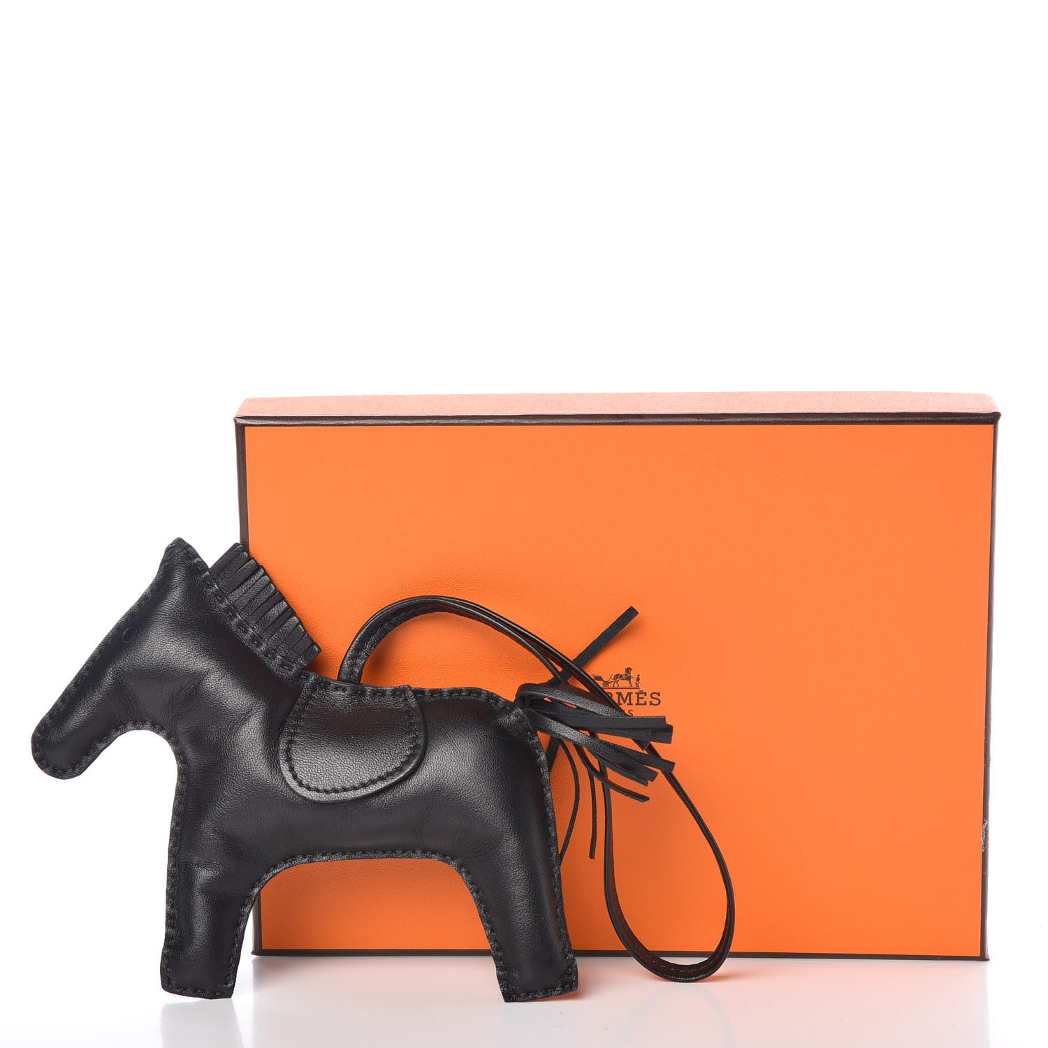 Hermes Milo Lambskin Grigri Rodeo Horse Bag Charm GM So Black 5 of 5