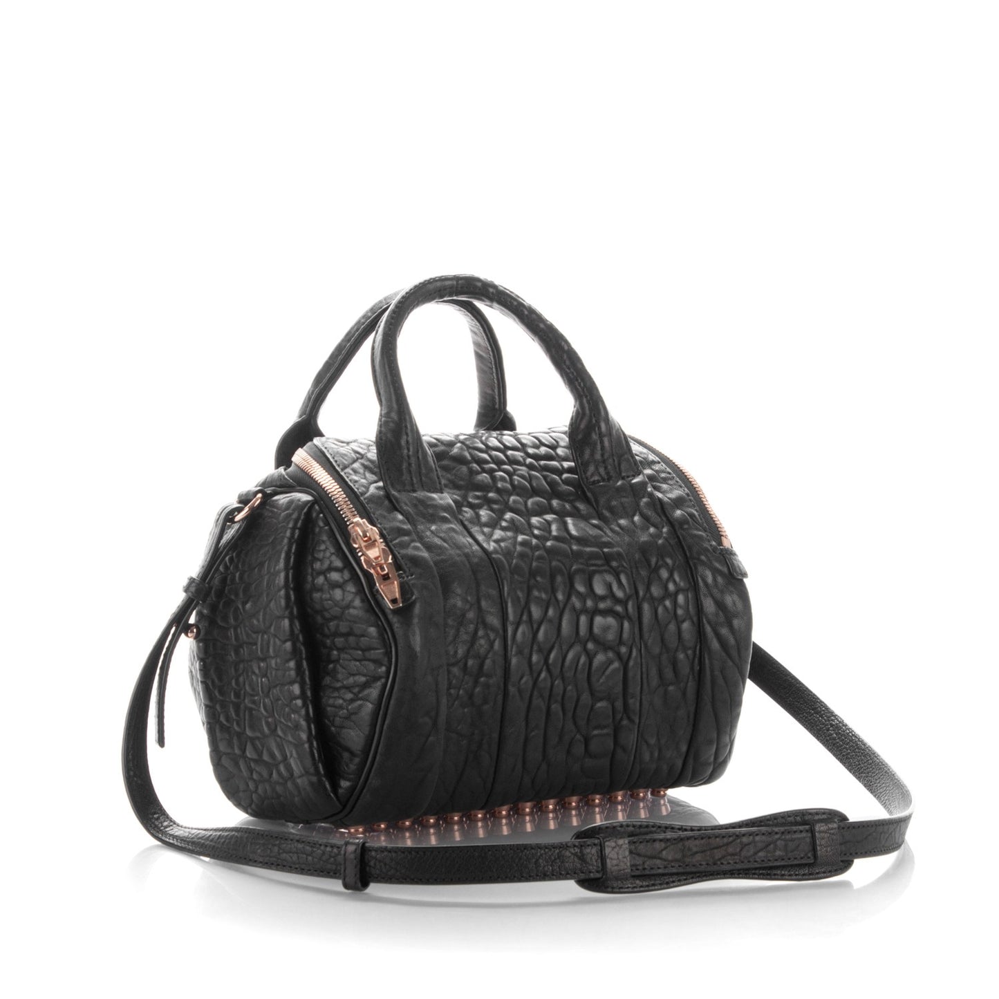 Pebbled Lambskin Rockie Black Rose Gold Hardware
