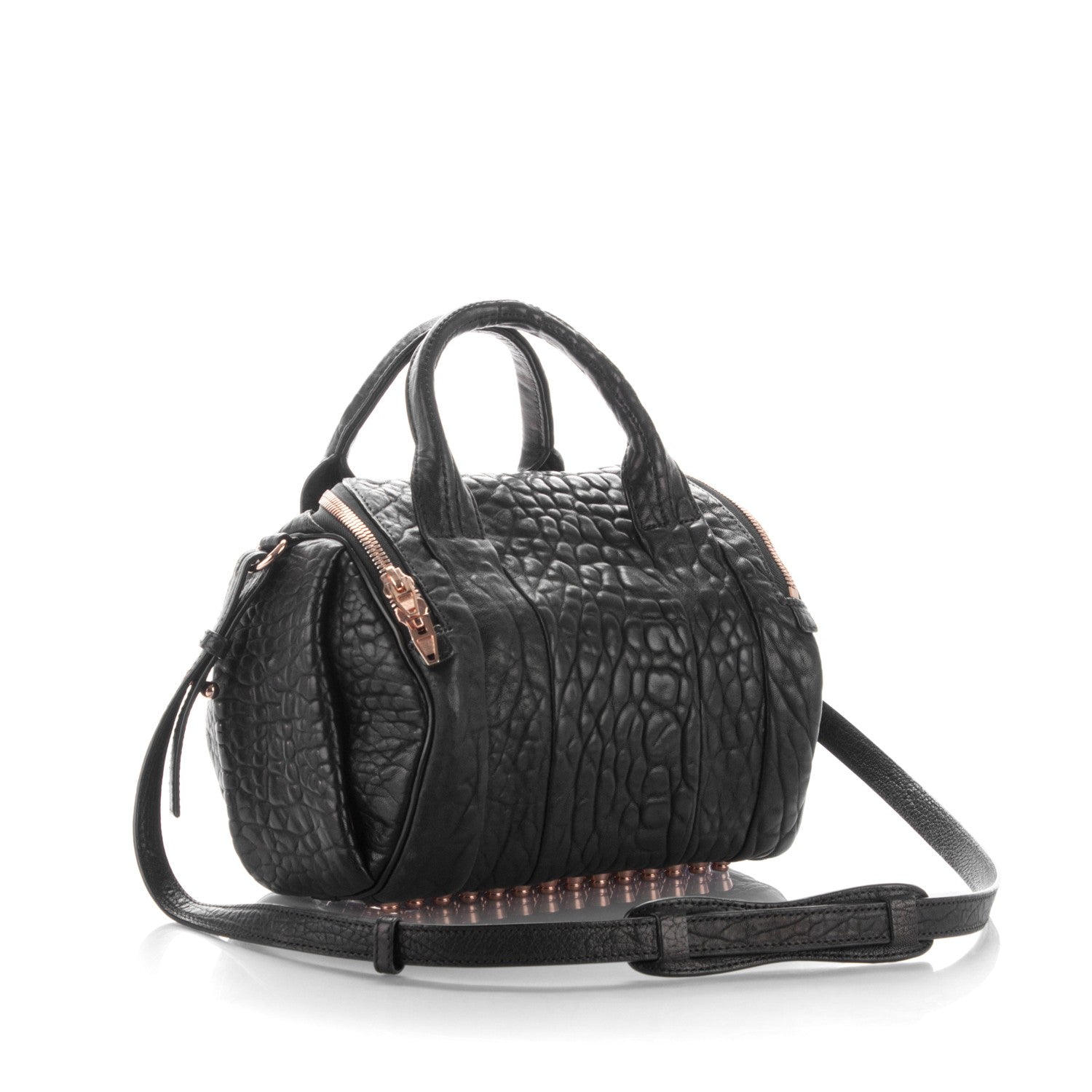 Alexander Wang Pebbled Lambskin Rockie Black Rose Gold Hardware 3 of 7