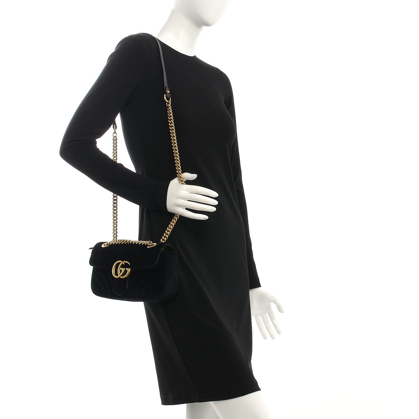 Velvet Matelasse Mini GG Marmont Shoulder Bag Black