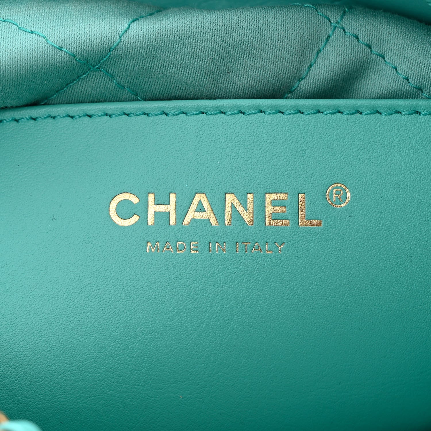 Chanel Shiny Calfskin Quilted Mini Chanel 22 Turquoise 6 of 10