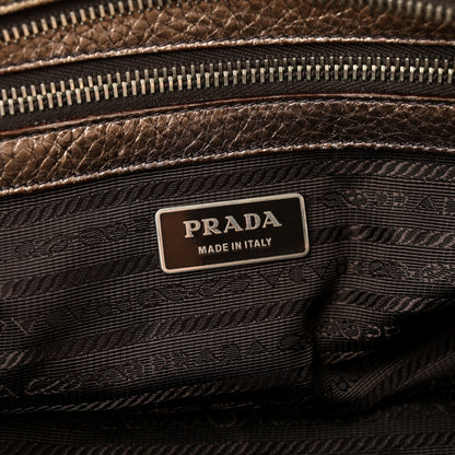 Prada Metallic Vitello Daino Braided Bowler Piombo 6 of 13