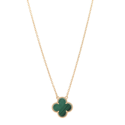 Van Cleef & Arpels 18K Yellow Gold Malachite Vintage Alhambra Pendant Necklace 1 of 8
