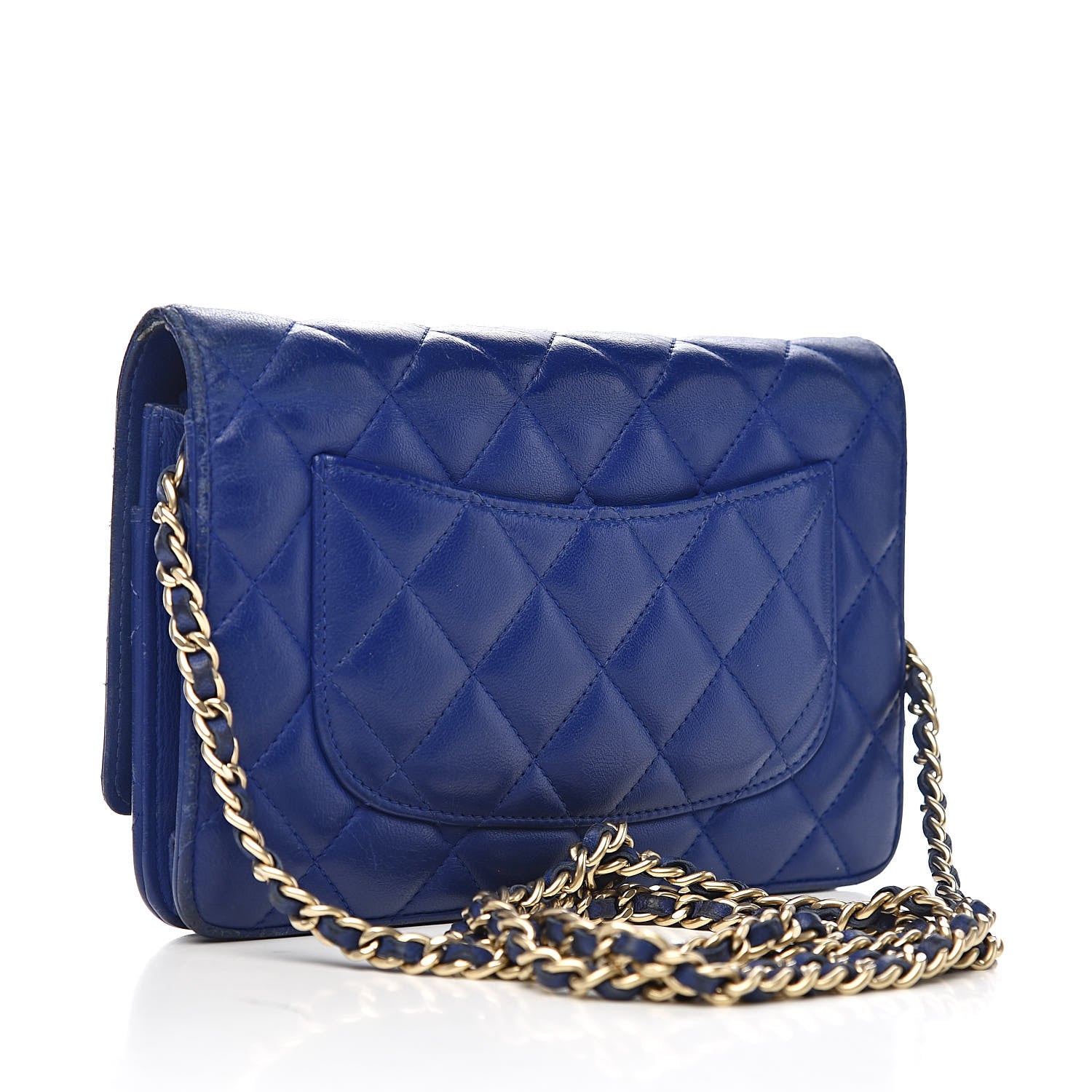 Chanel Lambskin Quilted Wallet On Chain WOC Dark Blue 3 of 18