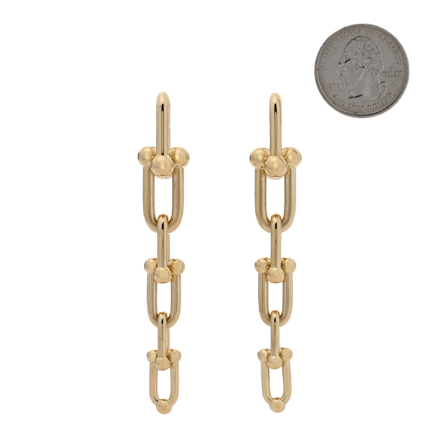 Tiffany 18K Yellow Gold HardWear Graduated Link Earrings 2 of 5