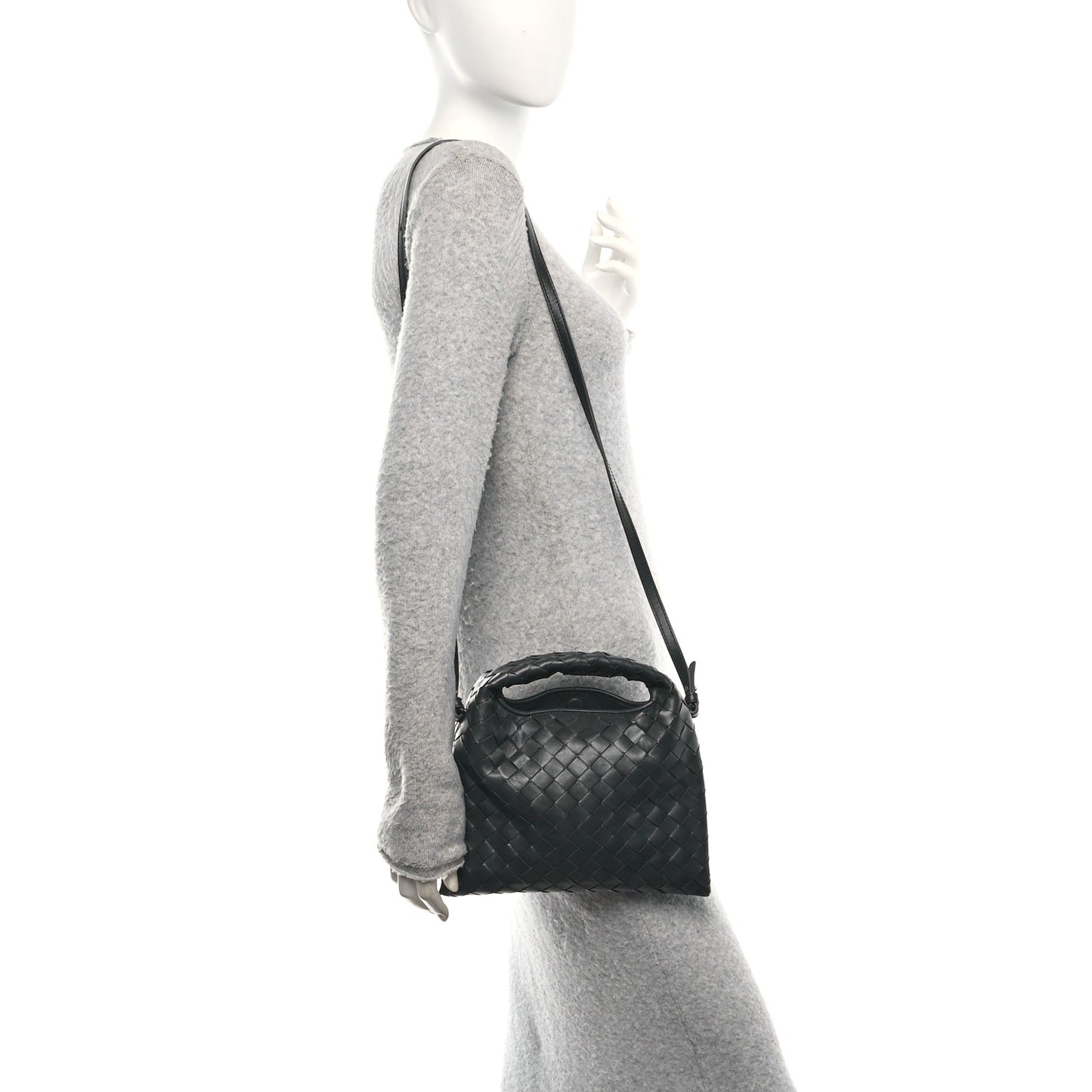 Calfskin Intrecciato Mini Hop Black