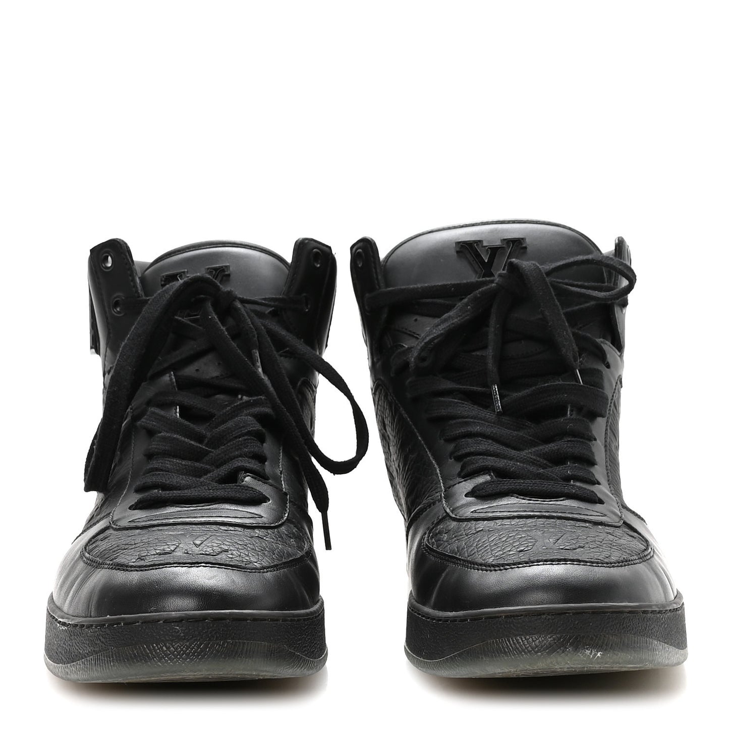 Calfskin Embossed Monogram Rivoli High Top Sneakers 11 Black Silver