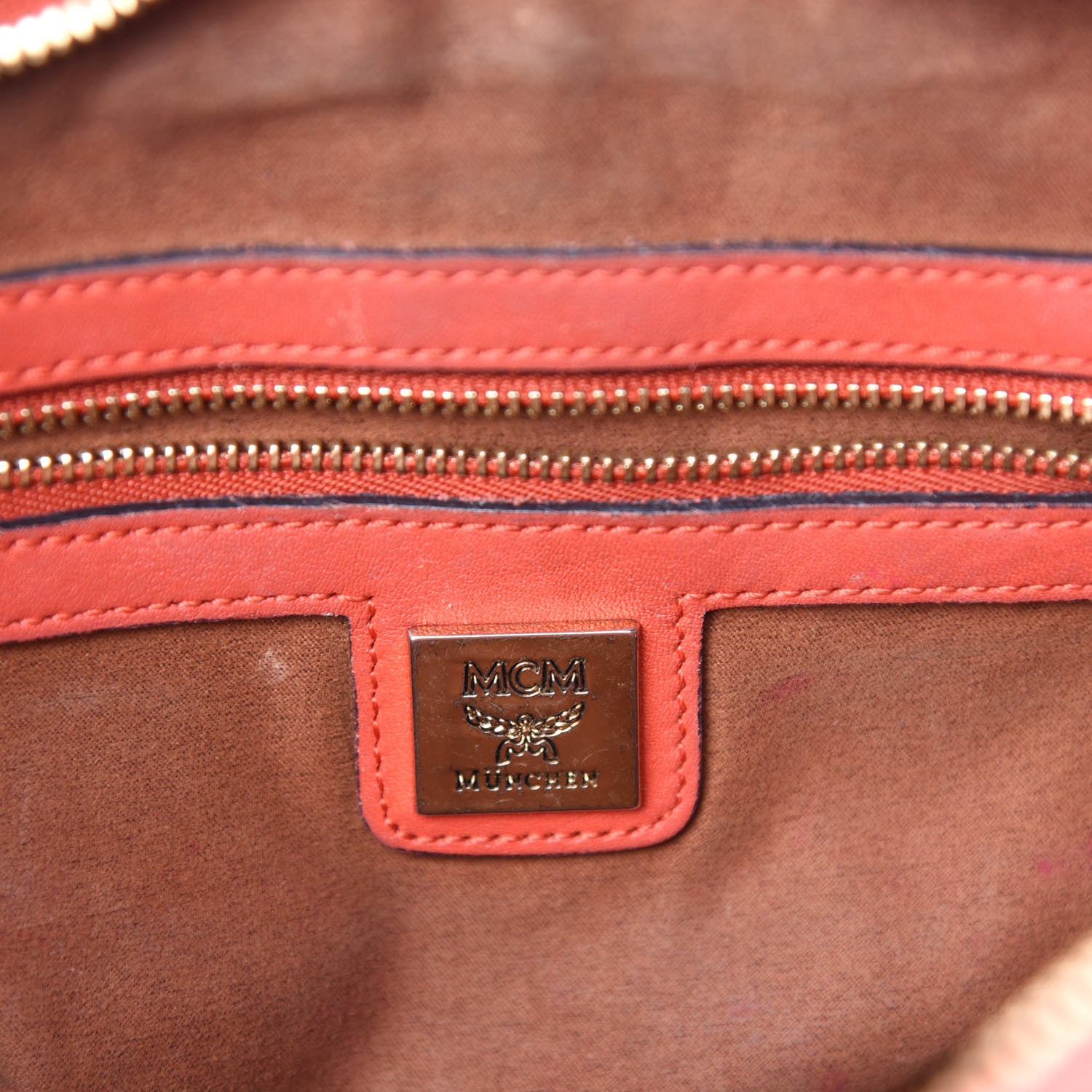 MCM Visetos Bi-Color Chain Crossbody Bag Cognac Red 15 of 18