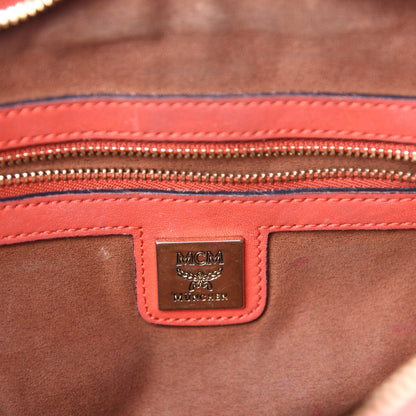 MCM Visetos Bi-Color Chain Crossbody Bag Cognac Red 15 of 18