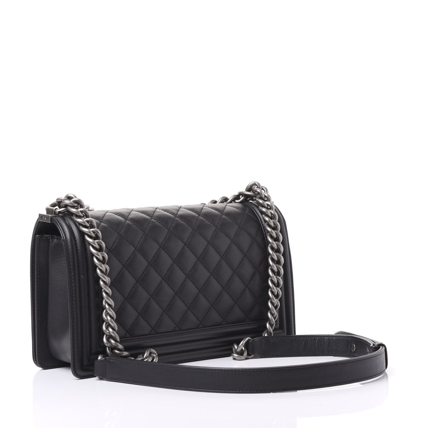 Calfskin Quilted Medium Boy Flap Black