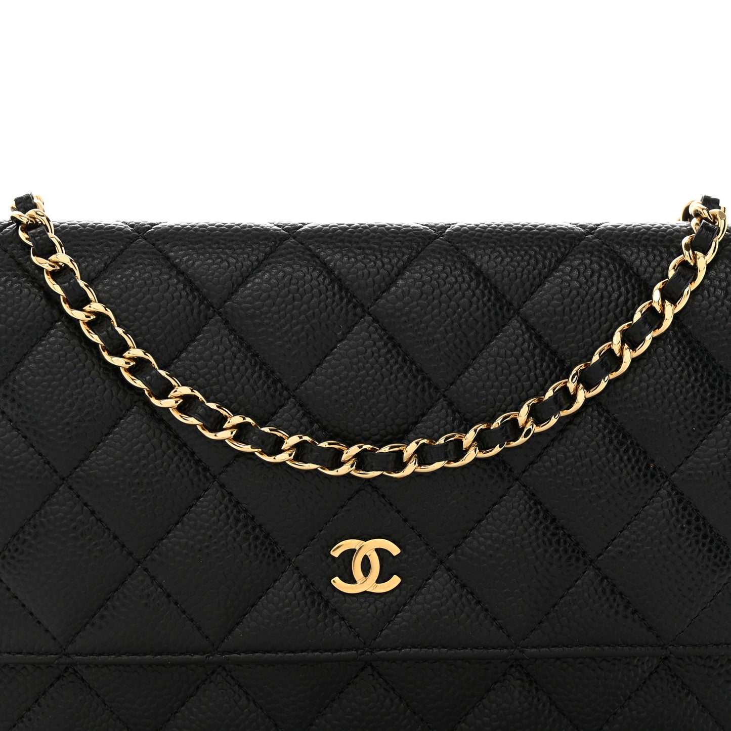 Caviar Quilted Wallet on Chain WOC Black