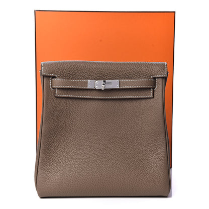 Hermes Taurillon Clemence Kelly Ado Backpack Etoupe 12 of 12