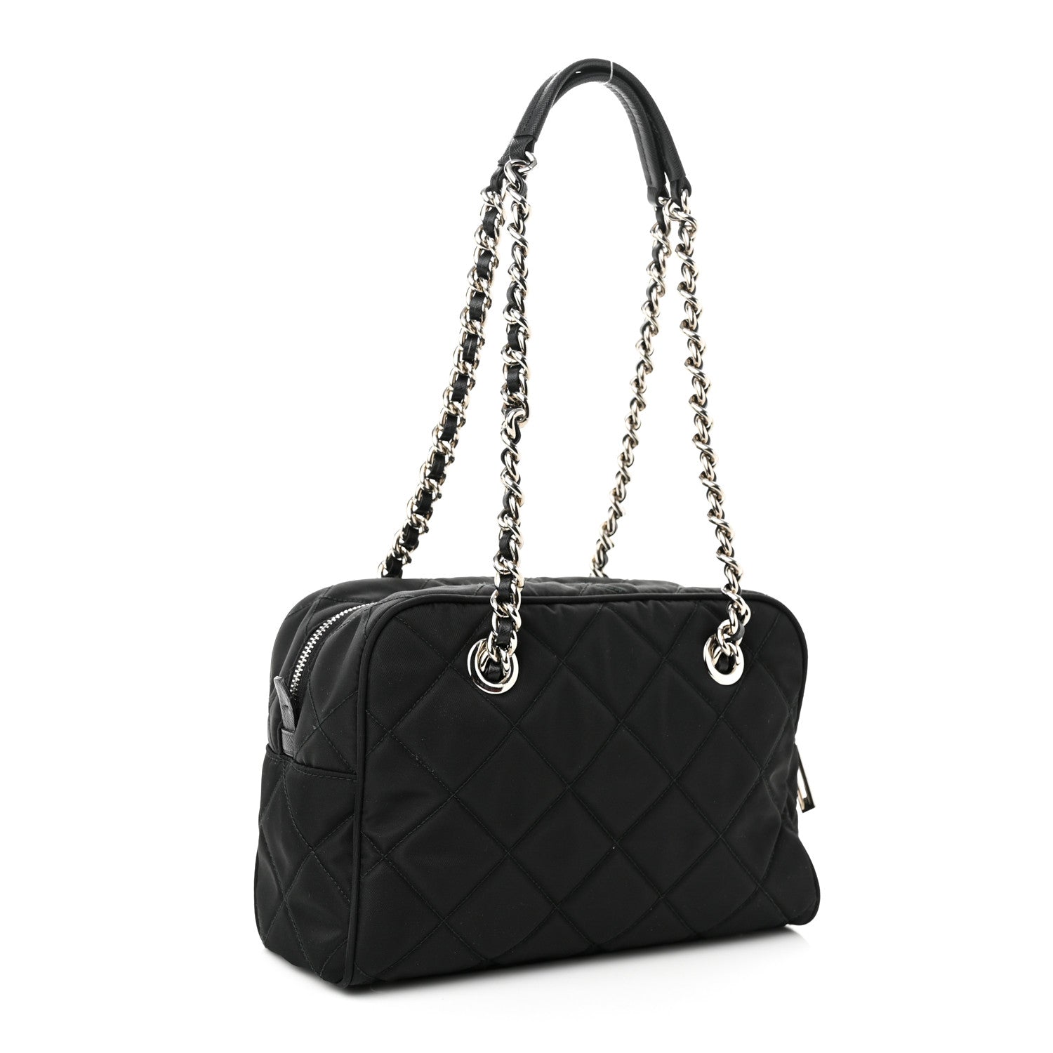 Prada Nylon Tessuto Impuntu Quilted Shoulder Bag Black 3 of 9