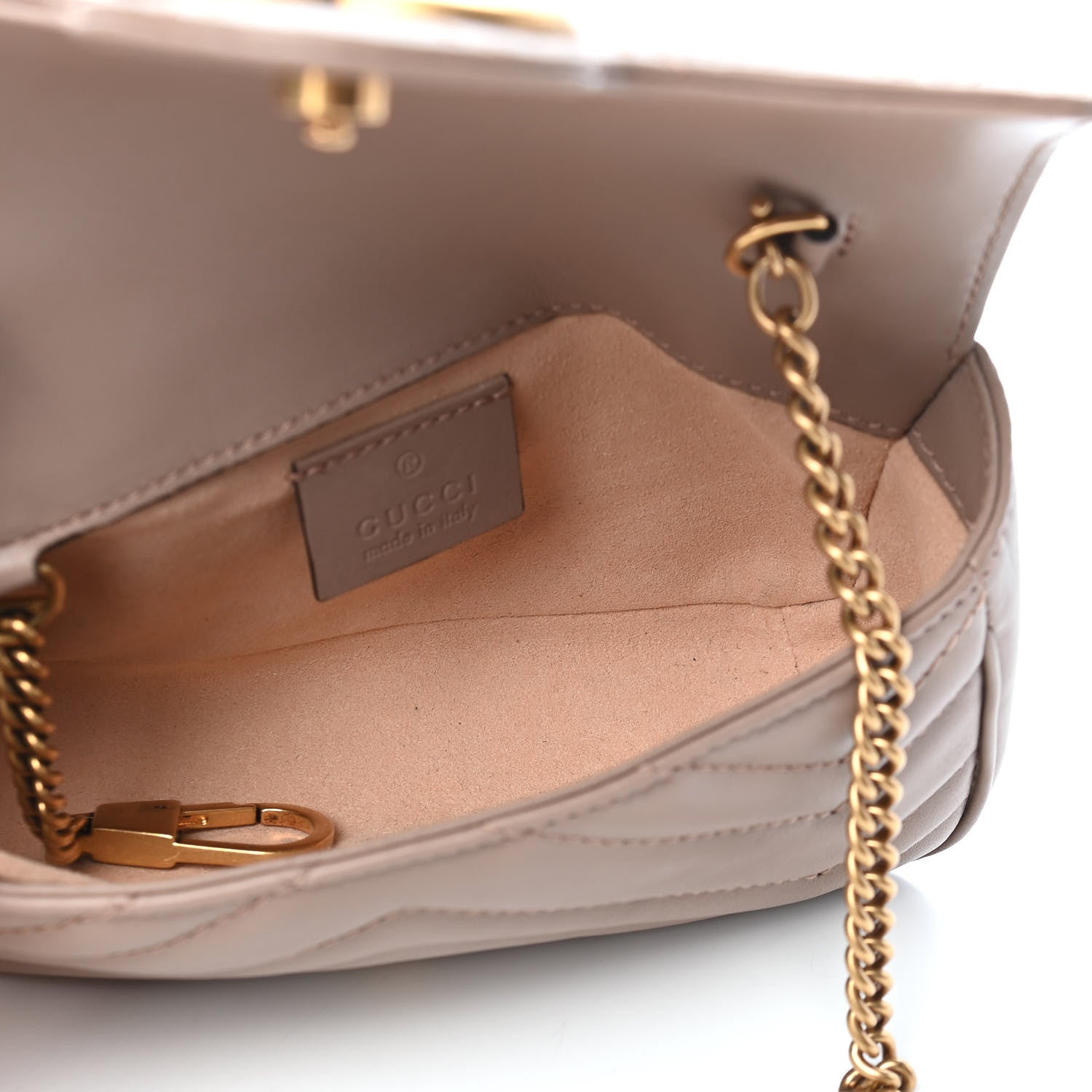 Gucci Calfskin Matelasse Super Mini GG Marmont Shoulder Bag Porcelain Rose 4 of 8