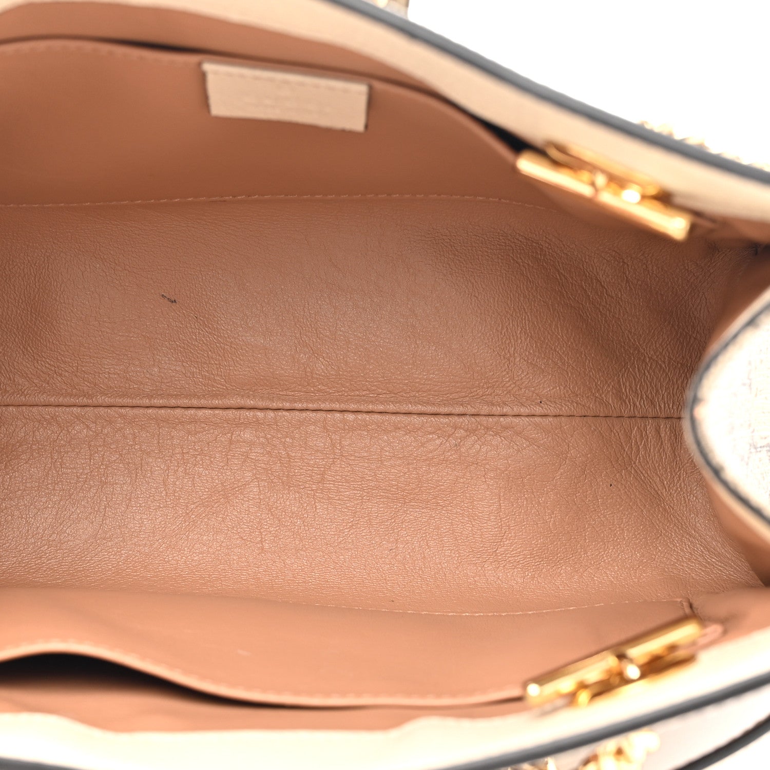 Gucci GG Supreme Monogram Berry Textured Dollar Calfskin Small Padlock Tote Beige Ebony Light Copper Mystic White 5 of 17