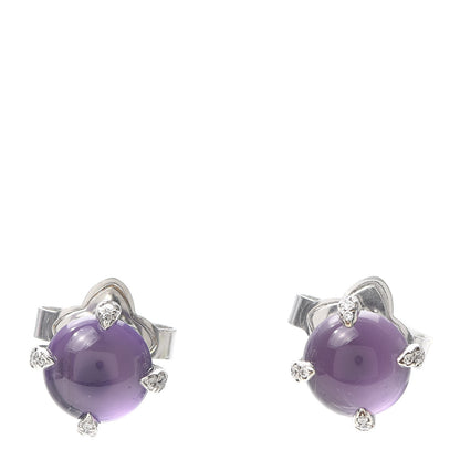 David Yurman Sterling Silver Diamond Amethyst 8mm Chatelaine Stud Earrings 1 of 4