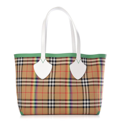 Burberry Vintage Rainbow Check Large The Giant Reversible Tote Antique Yellow 1 of 14