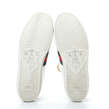 Gucci Metallic Calfskin Floral Embroidered Ace Sneakers 39.5 Silver 6 of 11