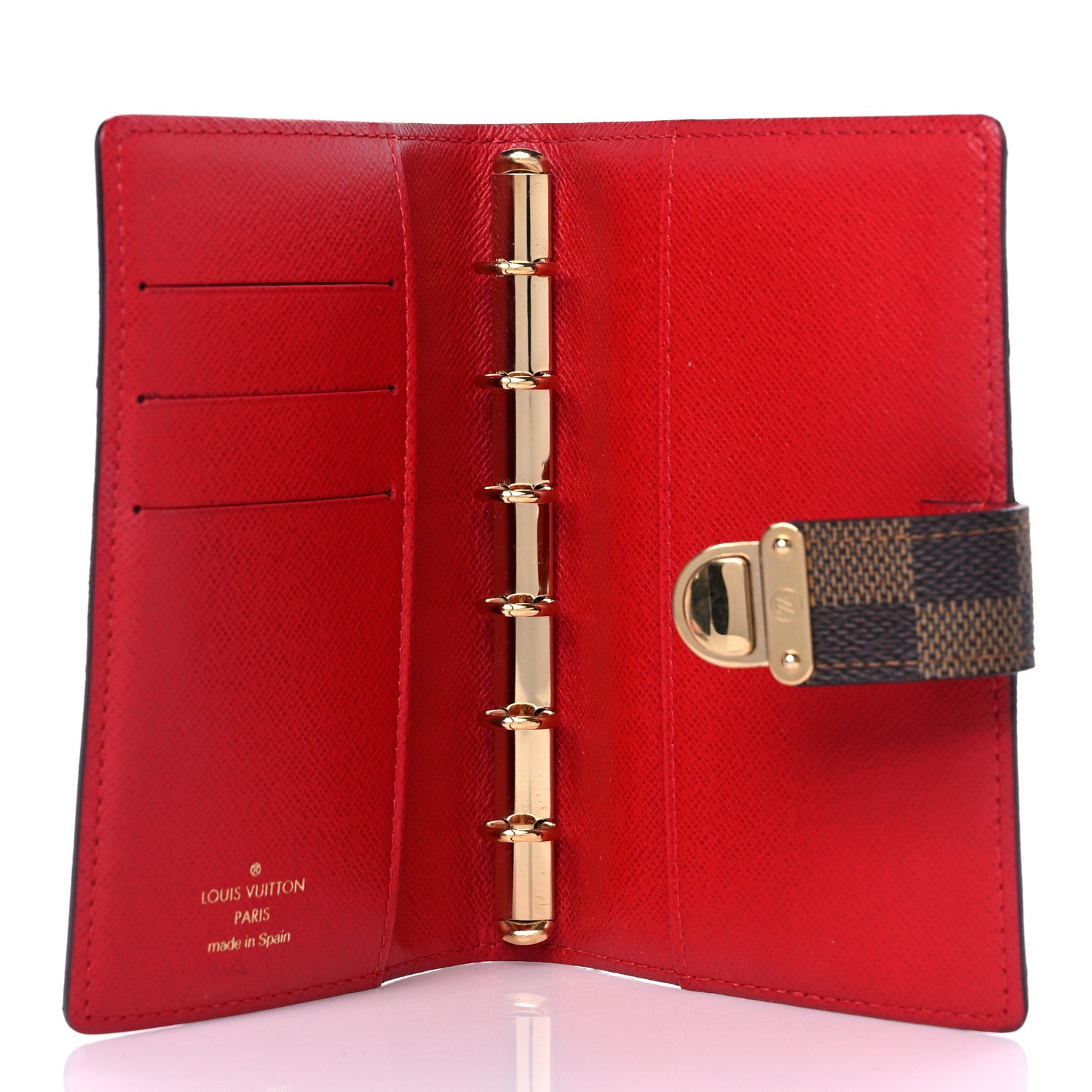 Louis Vuitton Damier Ebene Koala Small Ring Agenda Cover Red 5 of 6