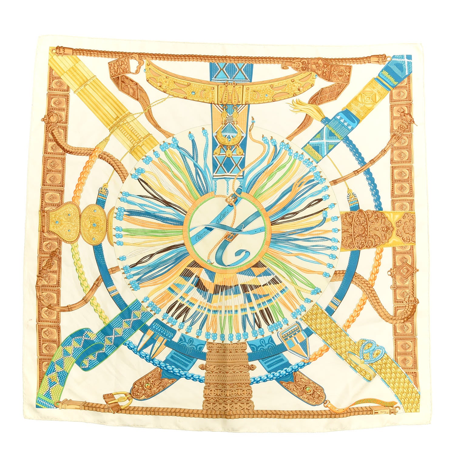 Hermes Cashmere Silk Ceintures et Liens Shawl 140 1 of 5