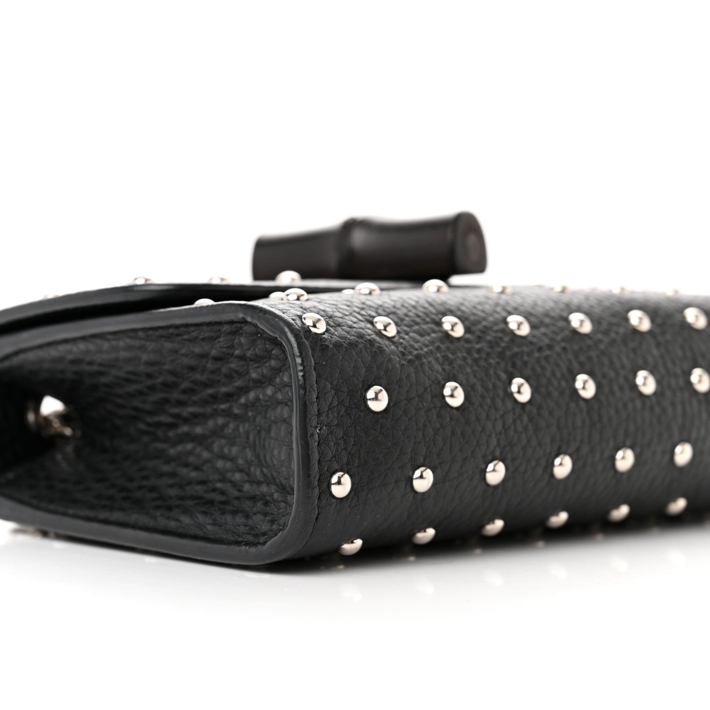 Calfskin Small Studded Miss Bamboo Shoulder Bag Black