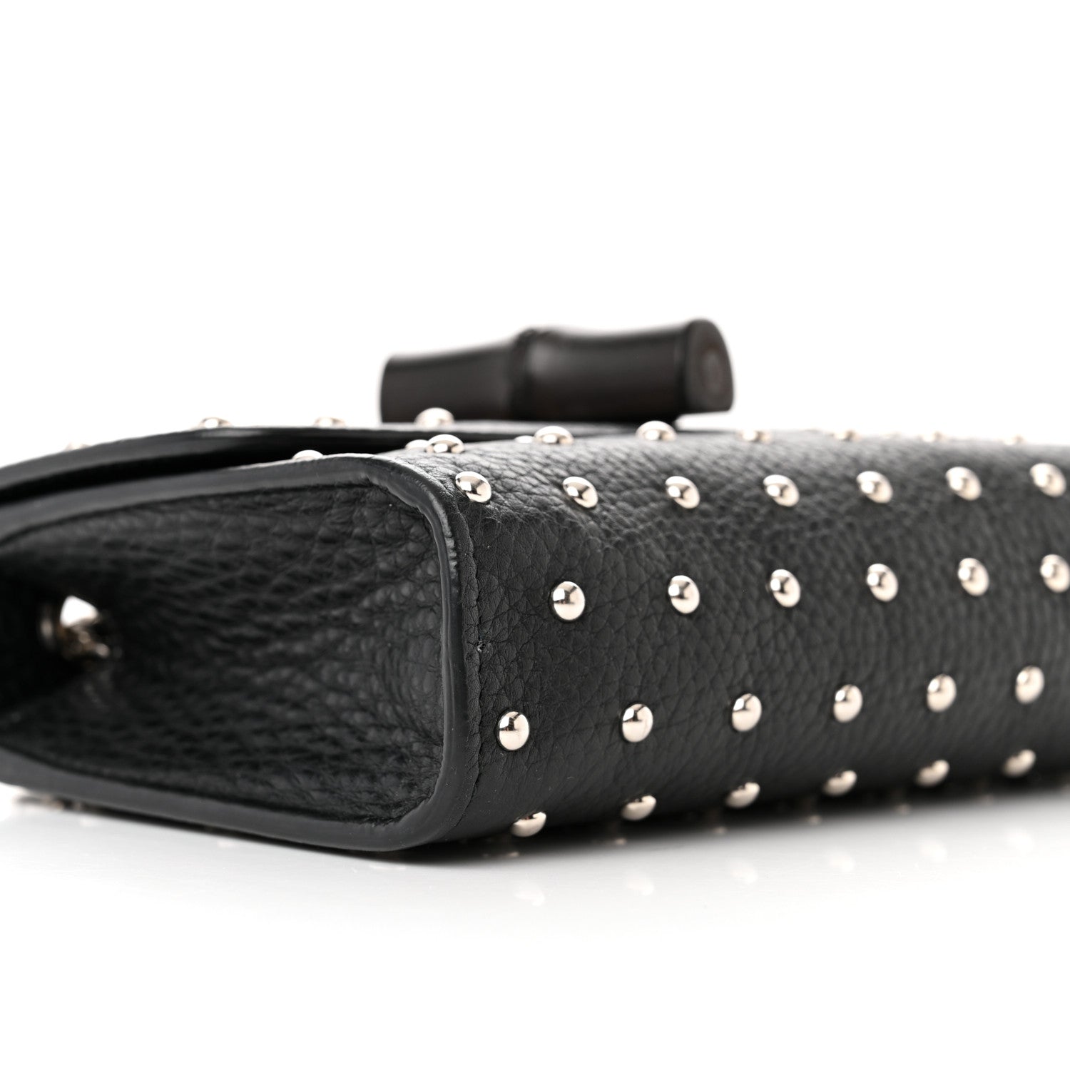 Gucci Calfskin Small Studded Miss Bamboo Shoulder Bag Black 9 of 12