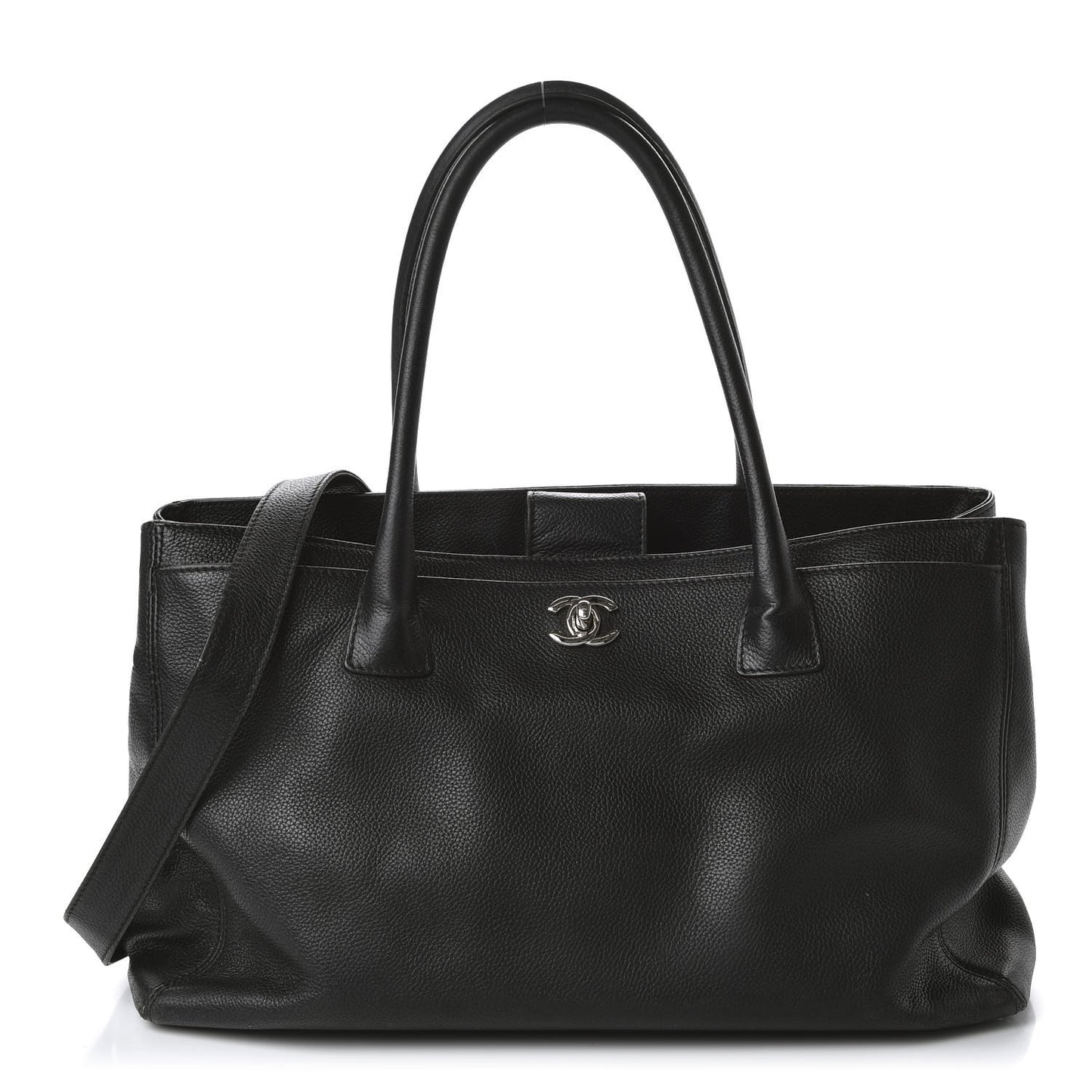 Calfskin Cerf Executive Shopper Tote Black