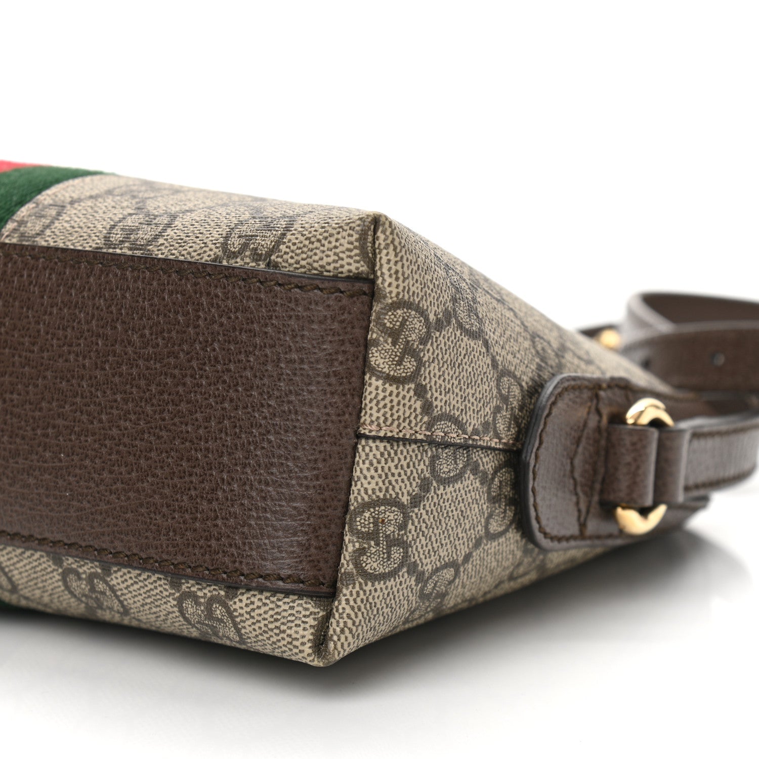 Gucci GG Supreme Monogram Textured Dollar Calfskin Web Small Ophidia Dome Shoulder Bag Beige Ebony New Acero 18 of 20