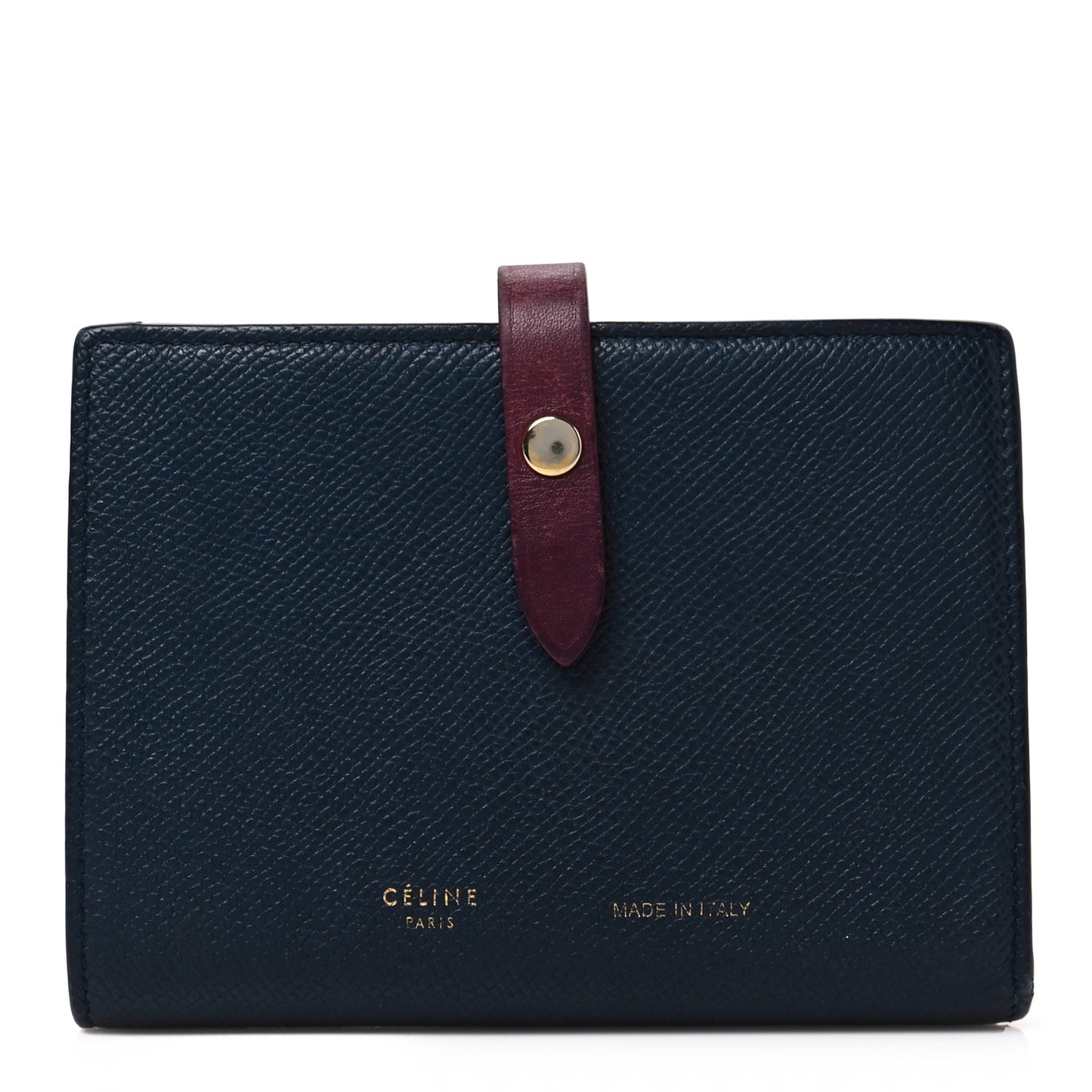Grained Calfskin Medium Multifunction Strap Wallet Steel Blue