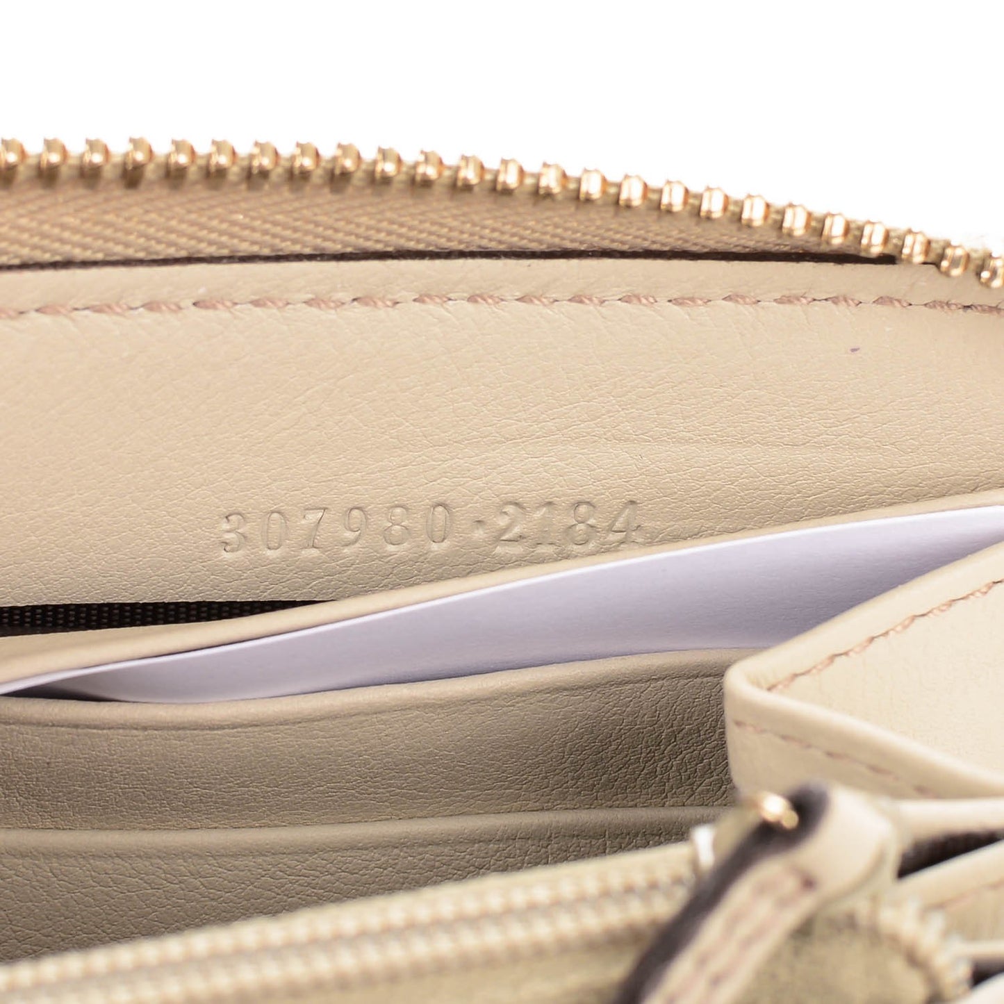 Guccissima Metal Bar Zip Around Wallet Off White