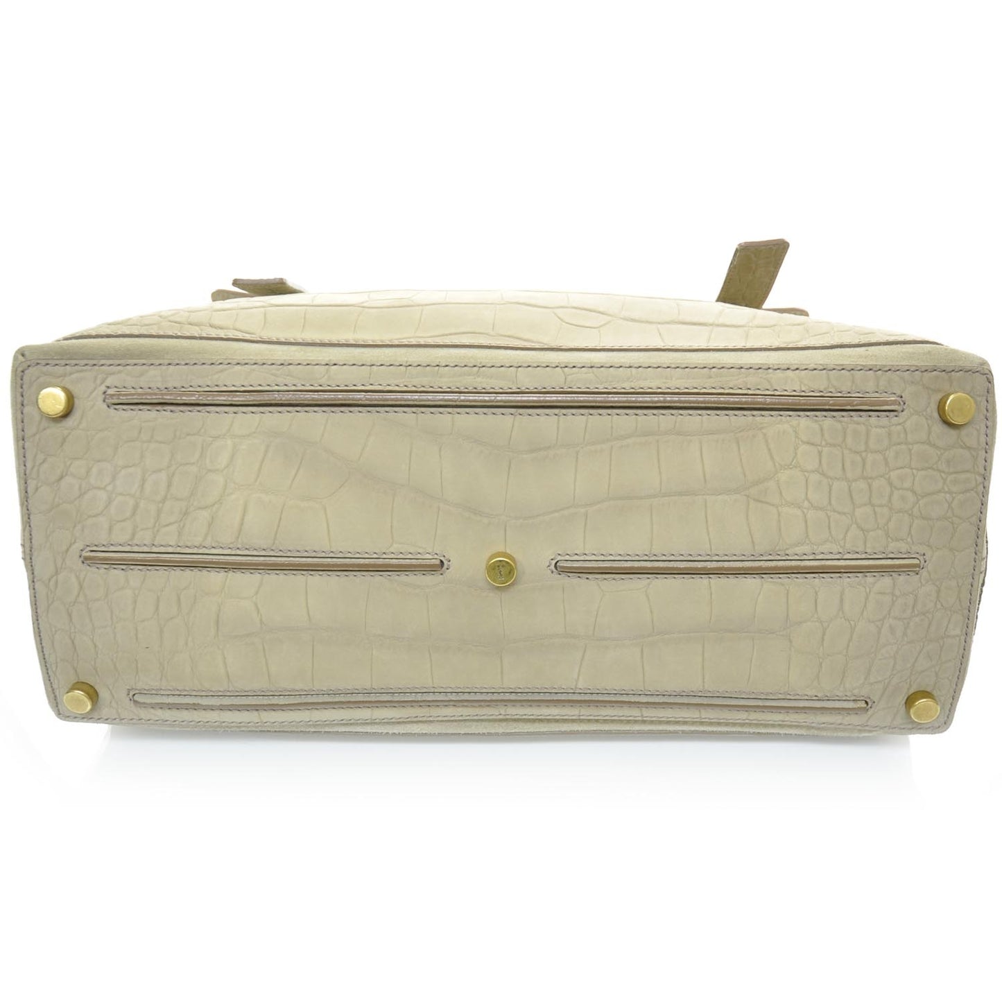Suede Crocodile Embossed Large Muse Two Beige