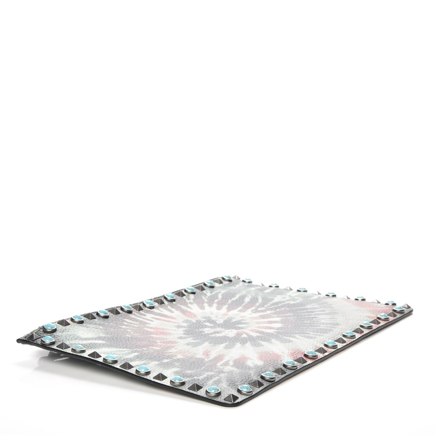 Valentino Garavani Pebbled Calfskin Tie Dye Large Rockstud Rolling Zip Pouch Deep Army Green 4 of 7