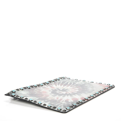 Valentino Garavani Pebbled Calfskin Tie Dye Large Rockstud Rolling Zip Pouch Deep Army Green 4 of 7