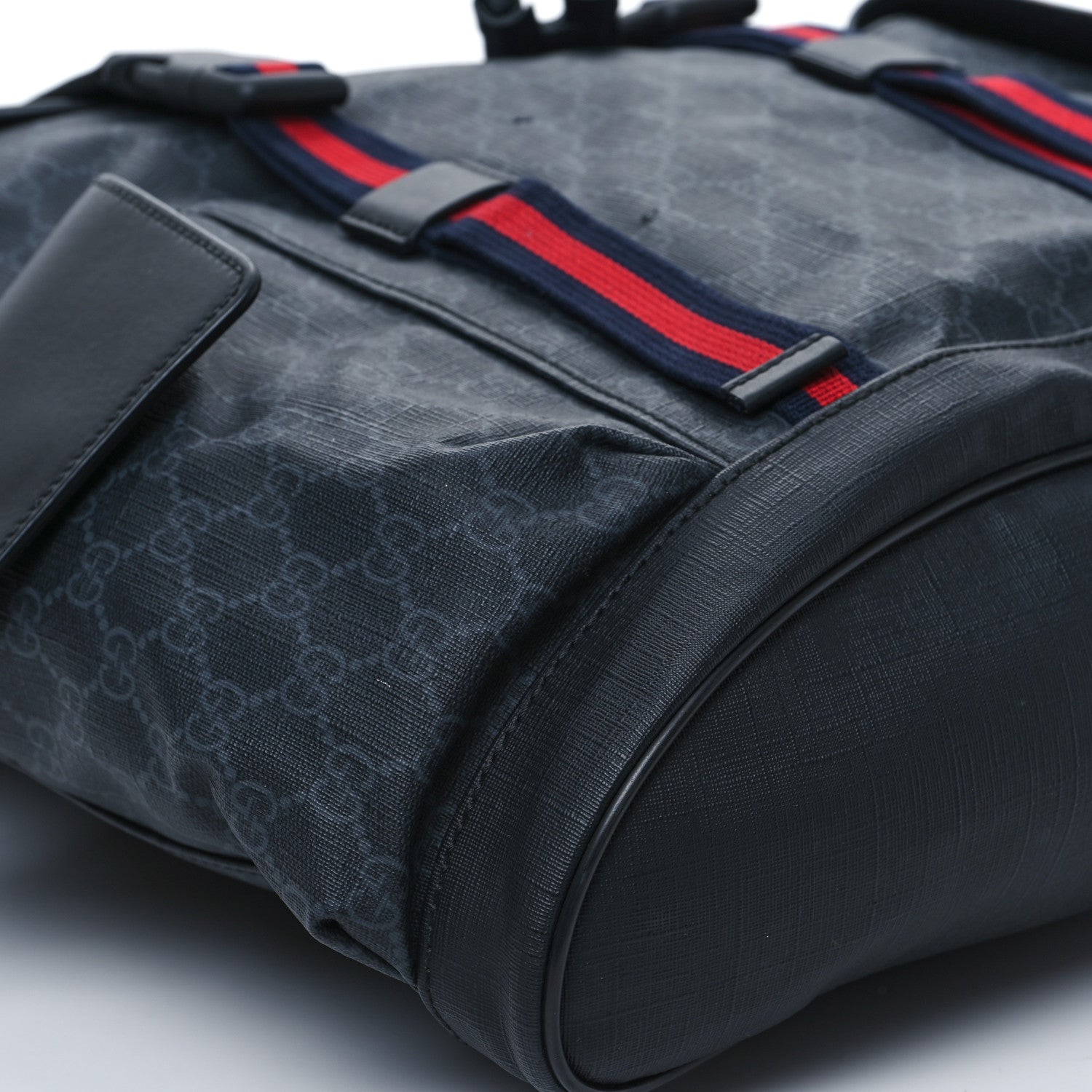 Gucci Soft GG Supreme Monogram Calfskin Web Double Buckle Backpack Black 7 of 8