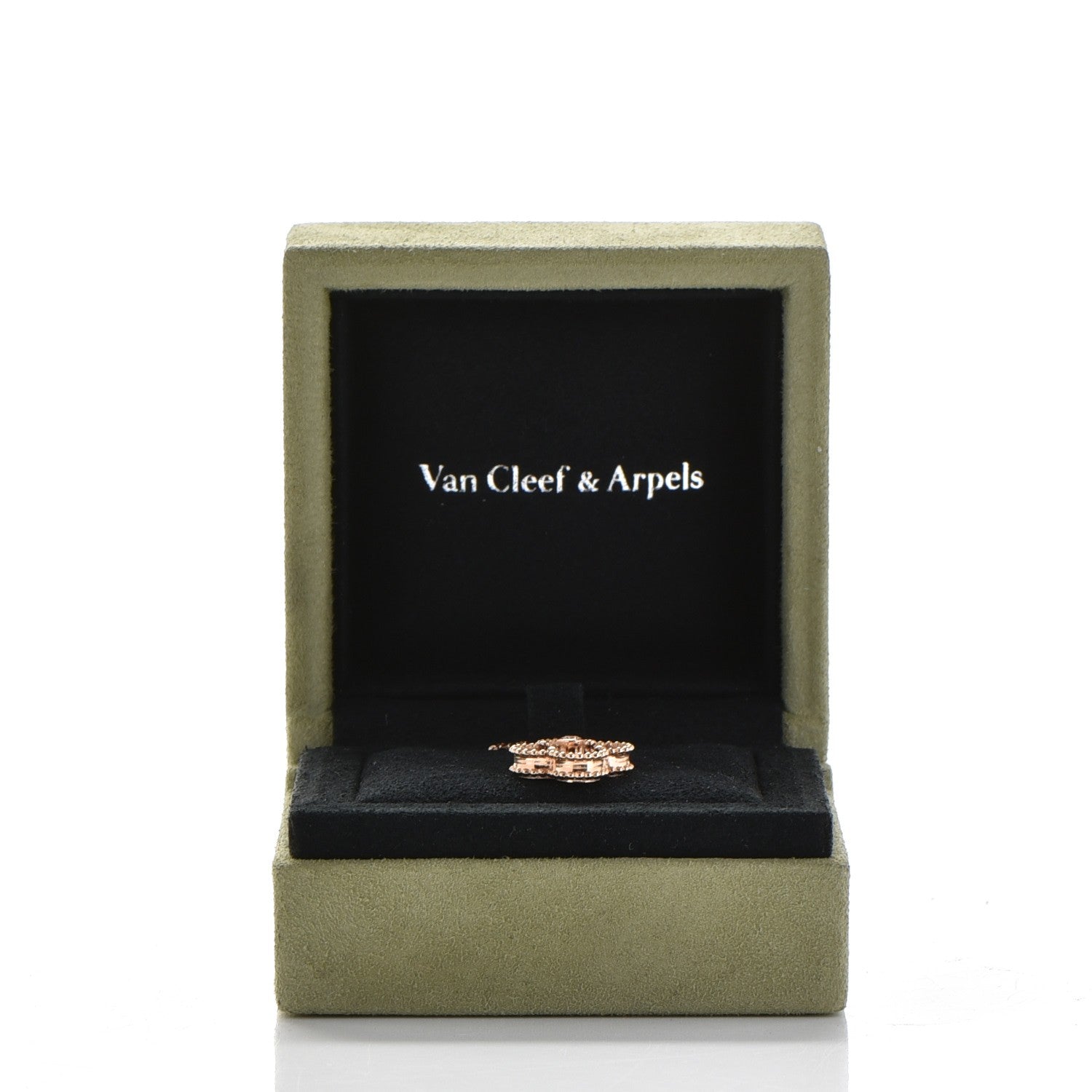 Van Cleef & Arpels 18K Rose Gold Diamond Carnelian Vintage Alhambra Pendant Necklace 9 of 9