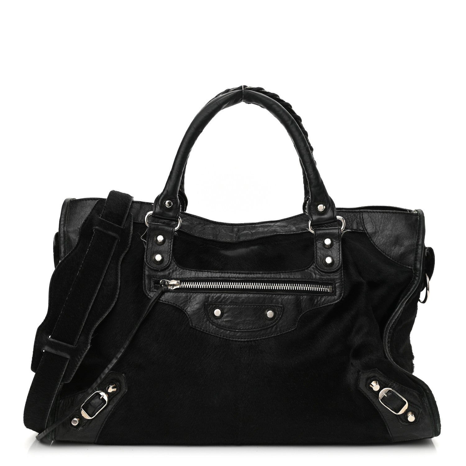 Balenciaga Pony Hair Silver Classic Hardware City Black 1 of 14