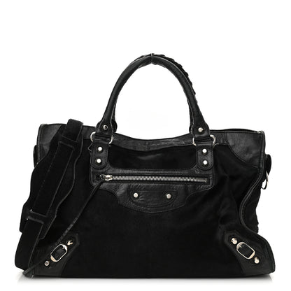 Balenciaga Pony Hair Silver Classic Hardware City Black 1 of 14