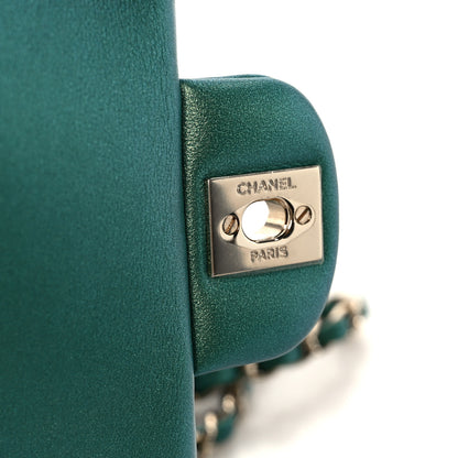Chanel Iridescent Lambskin Quilted Mini Rectangular Flap Green 7 of 11
